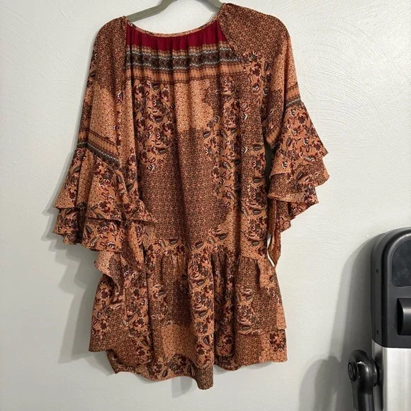 Altar'd State Printed Long Sleeve Dress Tunic Shirt | Boho Bohemian | Size Small - Picture 2 of 4